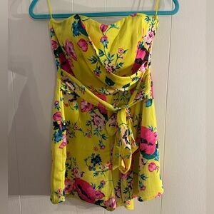 Express Yellow Dress with Pink and Green Floral Design